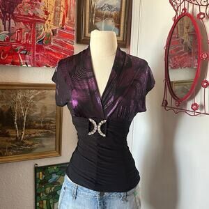 celine by champion purple black corset blouse